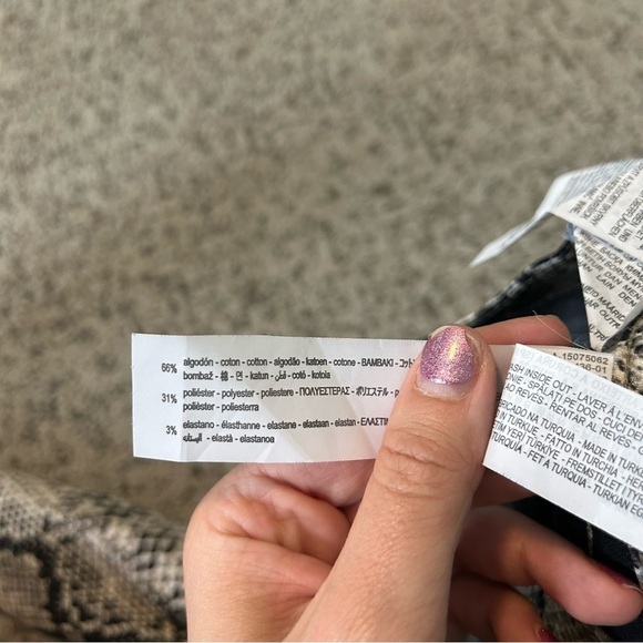 Zara Brown Snakeskin Print High Rise Skinny Pants Size 6 - Picture 5 of 9